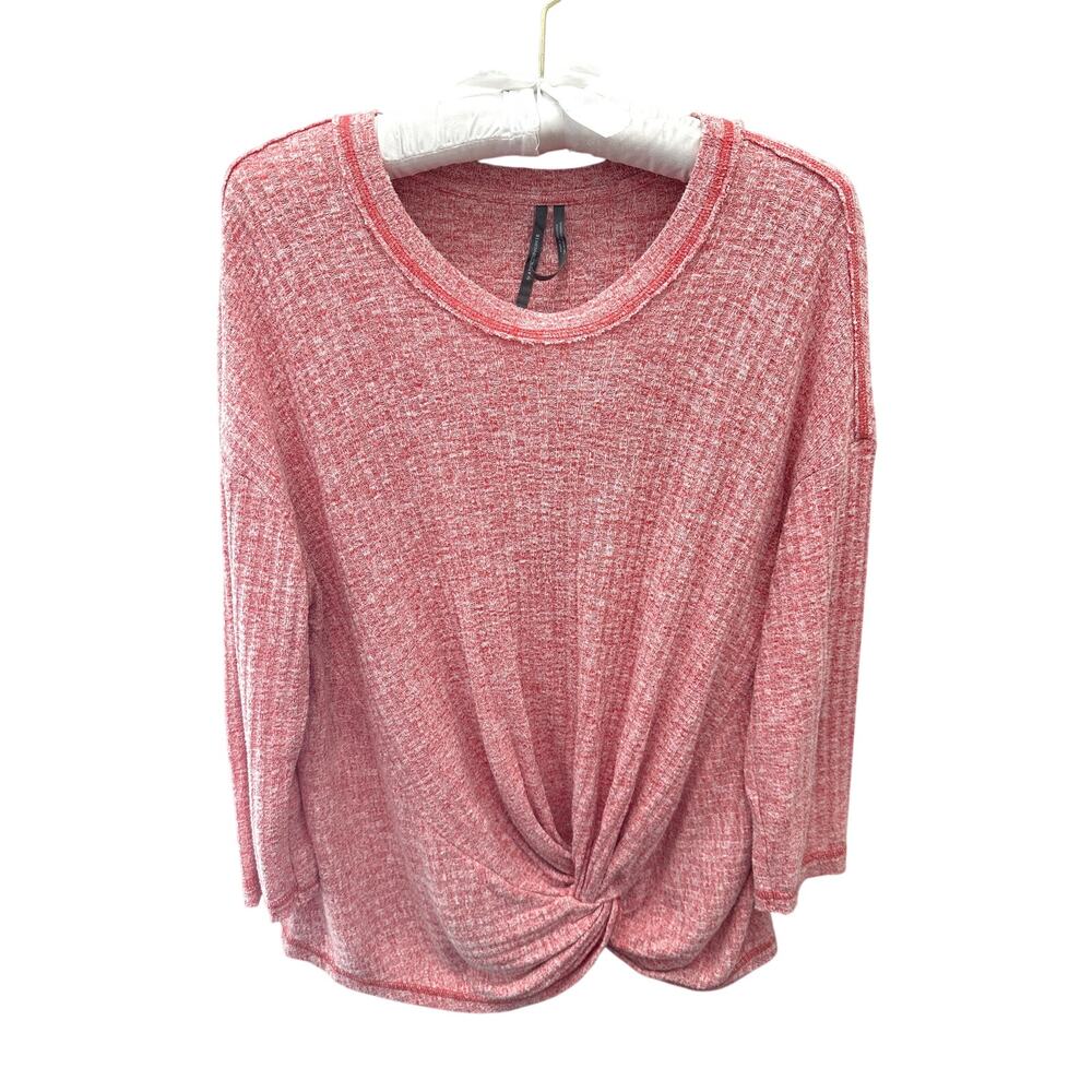 ANTHROPOLOGIE | Heathered Orange Twist Front Knit Top | Medium